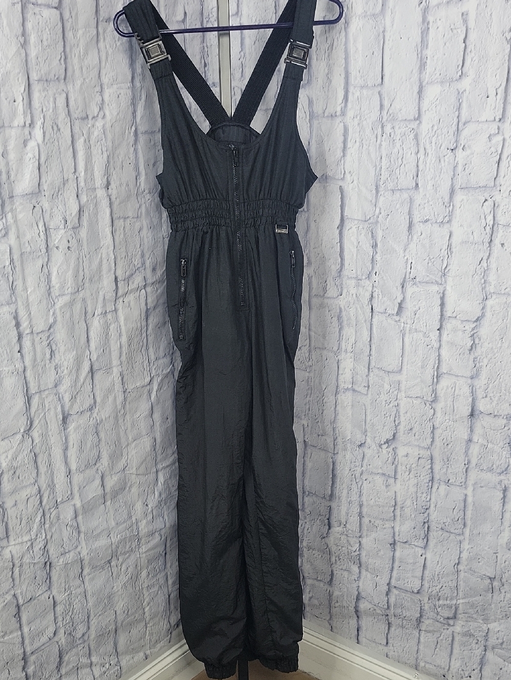 Vintage Edelweiss Ski Bib Snow Pants‎ Black Women's Size 8 Retro Skiwear